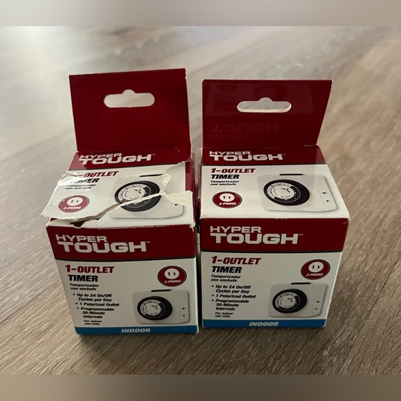 2 Hyper Tough Indoor Timer 24-Hour Daily Use 1 Polarized Outlet Programmable - Picture 1 of 8
